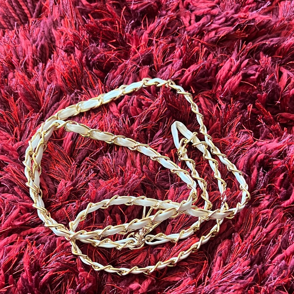 Gold and White Braided bag chain